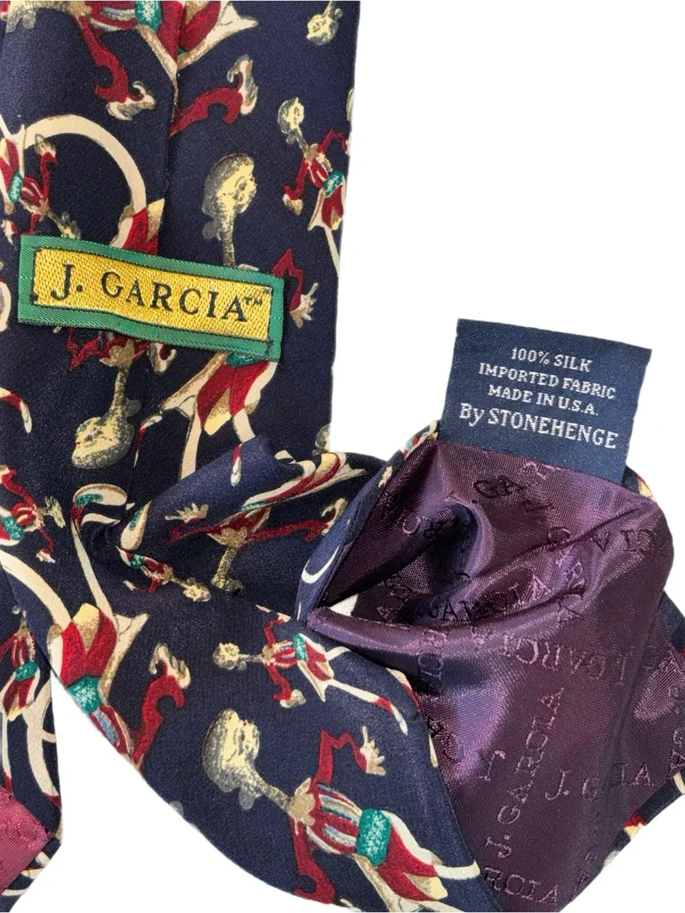 JERRY GARCIA (RIP) Navy Blue “Lady with Argyle Socks” Collection 6 - 100% Silk